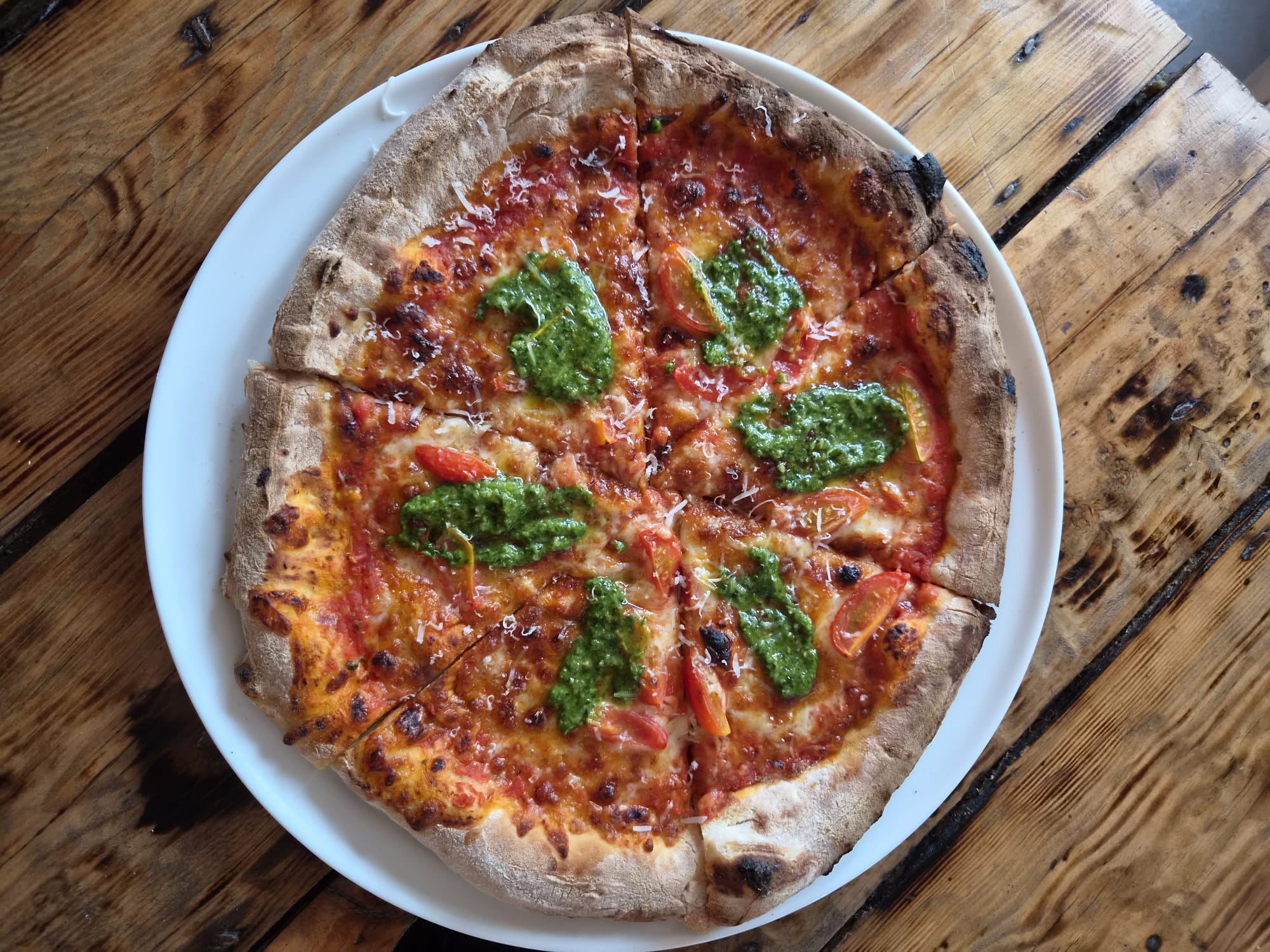 Fresh in house pesto pizza